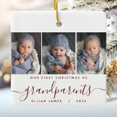 Grootouders 1e Kerstmis 3 Foto Bourgondië Script Keramisch Ornament