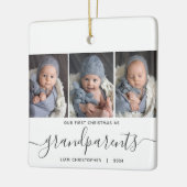 Grootouders 1e Kerstmis 3 Foto Grijs Script Keramisch Ornament (Links)
