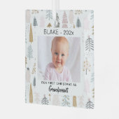 Grootouders 1e Kerstmis, Baby Foto Keepsake Glas Ornament (Voorkant links)
