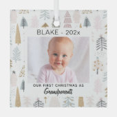 Grootouders 1e Kerstmis, Baby Foto Keepsake Glas Ornament (Voorkant)