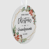 Grootouders 1e Kerstmis Geometric Floral Foto Ornament (voorkant)
