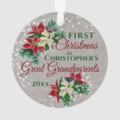 Grootouders 1e Kerstmis Poinsettia Burlap Ornament (achterkant)