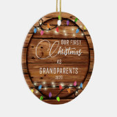 Grootouders 1e Kerstmis Rustiek Licht Foto Keramisch Ornament (Rechts)
