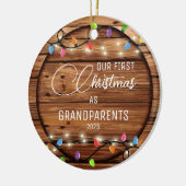 Grootouders 1e Kerstmis Rustiek Licht Foto Keramisch Ornament (Links)