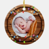 Grootouders 1e Kerstmis Rustiek Licht Foto Keramisch Ornament (Achterkant)