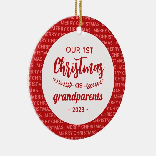 Grootouder's 1st Christmas Script Lijst Foto Keramisch Ornament (Rechts)
