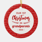 Grootouder's 1st Christmas Script Lijst Foto Keramisch Ornament (Voorkant)