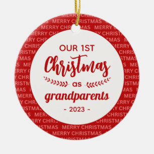 Grootouder's 1st Christmas Script Lijst Foto Keramisch Ornament
