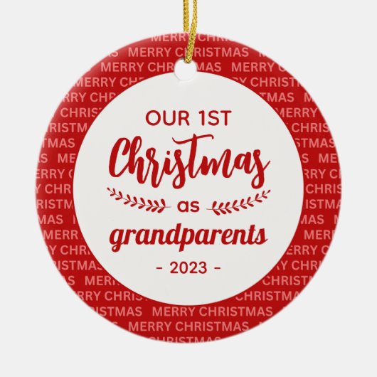 Grootouder's 1st Christmas Script Lijst Foto Keramisch Ornament (Voorkant)