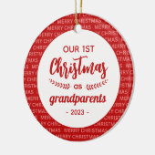 Grootouder's 1st Christmas Script Lijst Foto Keramisch Ornament (Links)