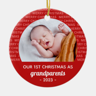 Grootouder's 1st Christmas Script Lijst Foto Keramisch Ornament