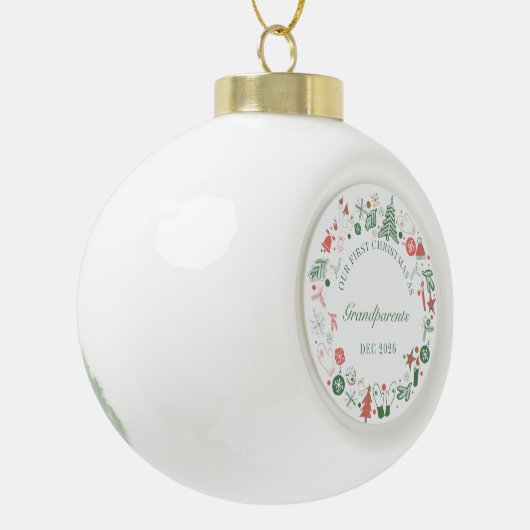 Grootouders 1ste kerstboomgaard Pet handschoenenva Keramische Bal Ornament (Links)