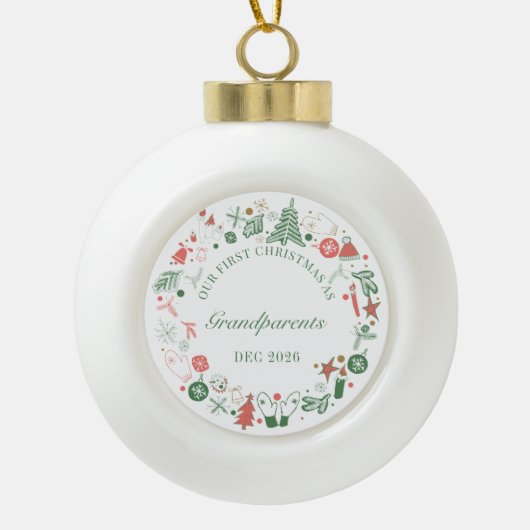 Grootouders 1ste kerstboomgaard Pet handschoenenva Keramische Bal Ornament (Voorkant)