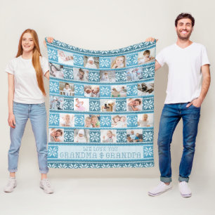 Grootouders 24 Foto Nordic Snowflake Sweater Fleece Deken