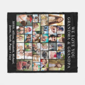Grootouders 30 Foto Collage Zwart Fleece Deken (Voorkant (Horizontaal))