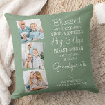 Grootouders 3 Foto Persoonlijk Sage Green Kussen<br><div class="desc">Viel je grootouders met een kuiltje van de douane foto's. Dit unieke kussen van grootouders is het perfecte geschenk, of het nu een verjaardag is, een dag van grootouders of een kerstfeest. We hopen dat je grootoudergeschenk nog jaren een schat in je bezit zal worden. . Citaat "Blessed" zijn degenen...</div>