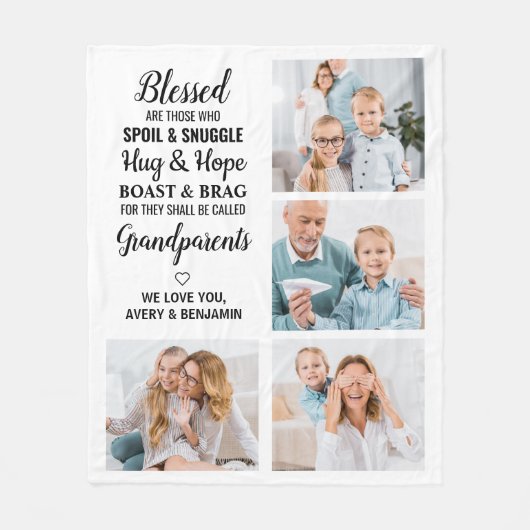 Grootouders 4 Foto grootma Grandpa Fleece Deken (Voorkant)