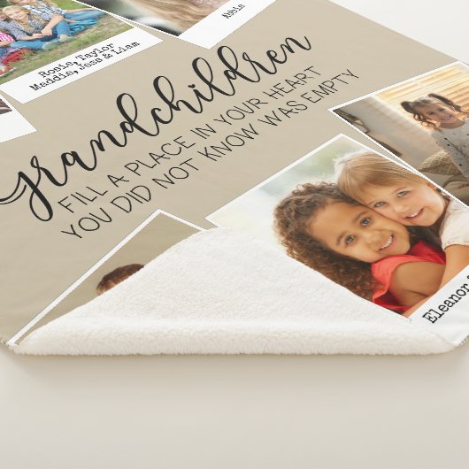 Grootouders 6 Foto Collage Beige Sherpa Deken (3/4)