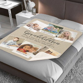 Grootouders 6 Foto Collage Beige Sherpa Deken