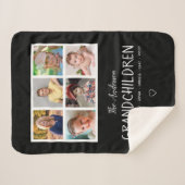 Grootouders 6 Foto Collage Persoonlijk Zwart Sherpa Deken (Voorkant (horizontaal))