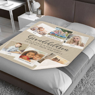 Grootouders 6 Fotocollage Beige Sherpa Deken