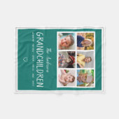 Grootouders 6 Fotocollage Gepersonaliseerd Blauwgr Fleece Deken (Voorkant (Horizontaal))