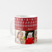 Grootouders 6 Grootkinderen Foto met rood Kerstfee Koffiemok (Voorkant links)