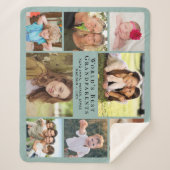 Grootouders 8 Foto Collage Sage Green Sherpa Deken (Voorkant)
