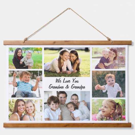 Grootouders 8 Fotocollage Hangend Wandkleed (Voorkant)
