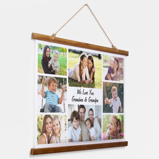 Grootouders 8 Fotocollage Hangend Wandkleed (Gebogen)