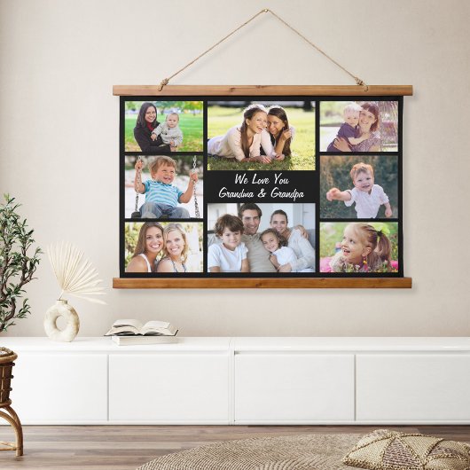 Grootouders 8 Fotocollage Zwart Hangend Wandkleed