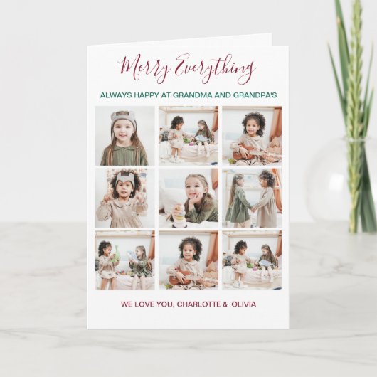 Grootouders 9 Foto Merry Alles Kerstmis Feestdagen Kaart (Voorkant)