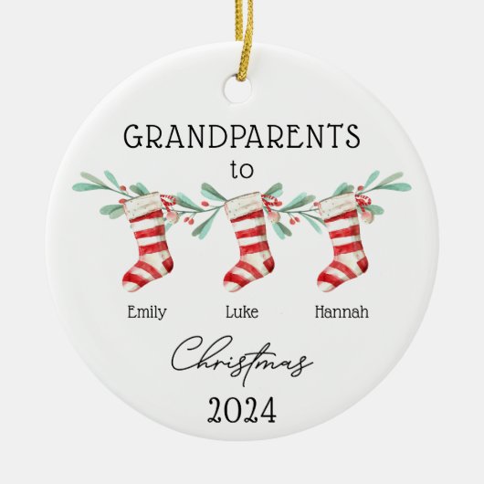 Grootouders aan kleinkinderen Kerstkousen Keramisch Ornament (Voorkant)