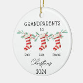 Grootouders aan kleinkinderen Kerstkousen Keramisch Ornament (Links)