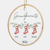 Grootouders aan kleinkinderen Kerstkousen Keramisch Ornament (Links)