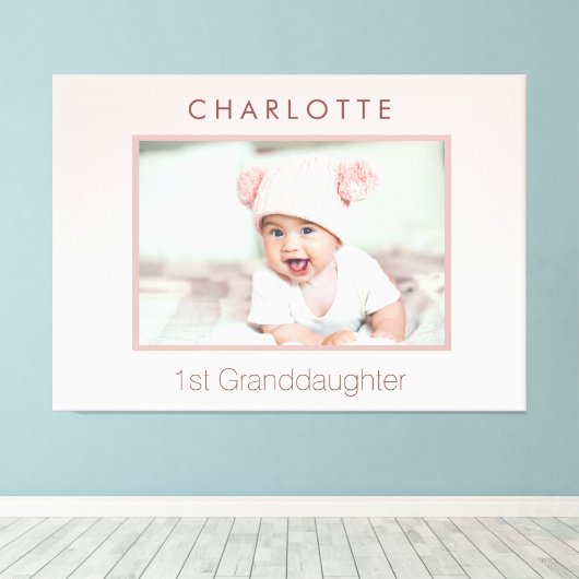 Grootouders baby aangepaste foto 1e kleindochter canvas afdruk (Insitu (Houten vloer))