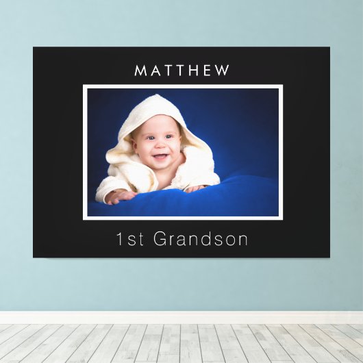 Grootouders baby aangepaste foto 1e kleinzoon zwar canvas afdruk (Insitu (Houten vloer))