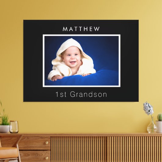 Grootouders baby aangepaste foto 1e kleinzoon zwar canvas afdruk (Insitu (Woonkamer))