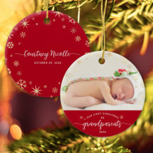 Grootouders Baby Eerste kerstcadeaufoto Foto