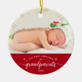 Grootouders Baby Eerste kerstcadeaufoto Foto Keramisch Ornament (Voorkant)