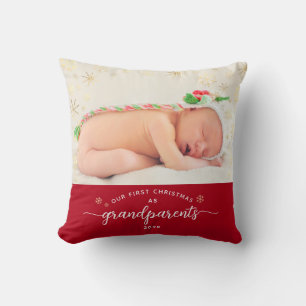 Grootouders Baby Eerste kerstcadeaufoto Foto Kussen