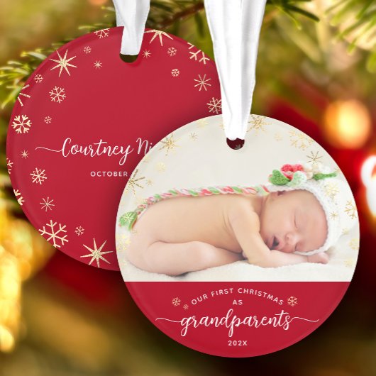 Grootouders Baby Eerste kerstcadeaufoto Foto Ornament