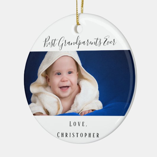 Grootouders baby foto kleinkind keramisch ornament (Links)