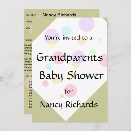 Grootouders Baby shower Kaart (Voorkant / Achterkant)