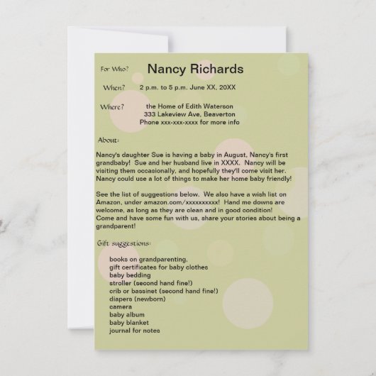 Grootouders Baby shower Kaart (Achterkant)