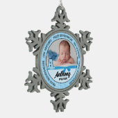 Grootouders Babyblauw Monogram A Tin Sneeuwvlok Ornament (Links)