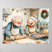 Grootouders bakken kerstkoekjes