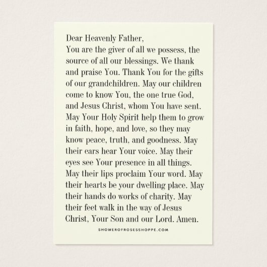 Grootouders Bidden Heilige Kaart Katholiek (Achterkant)