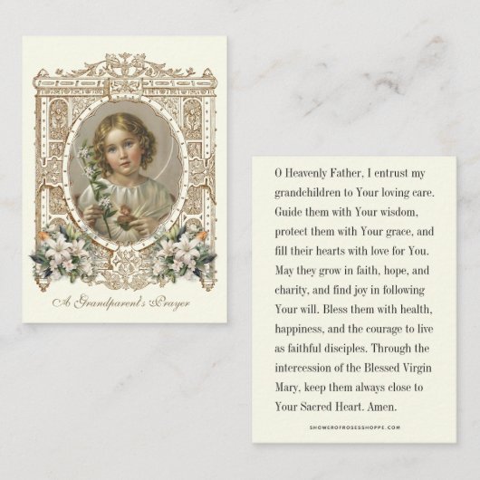 Grootouders bidden voor kleinkinderen heilig hart plaatskaartje (Voorkant / Achterkant)