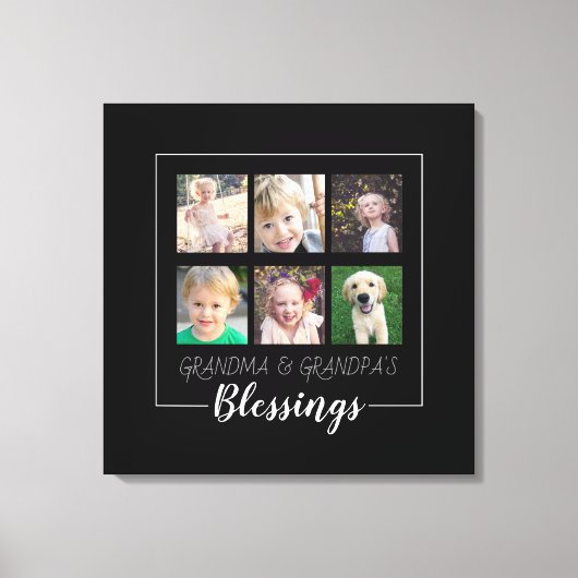Grootouders Blessings | 6 Kerst foto's Canvas Afdruk (Voorkant)